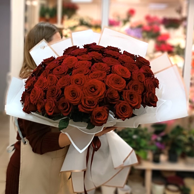 Р-185 Букет из 51 розы Эксплорер 70см.