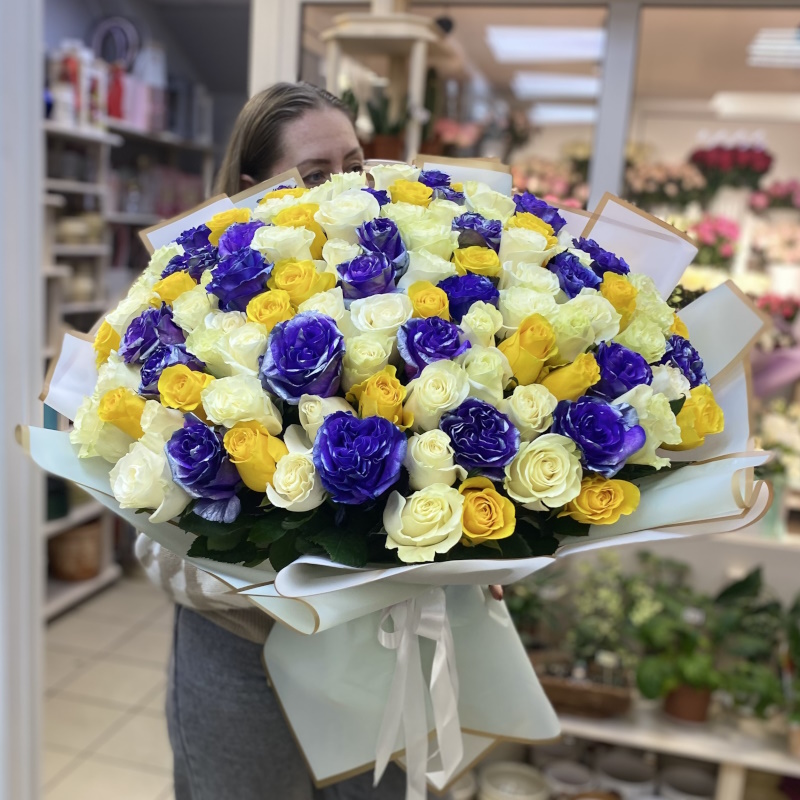 Р-370 Букет из 101 розы 60см.